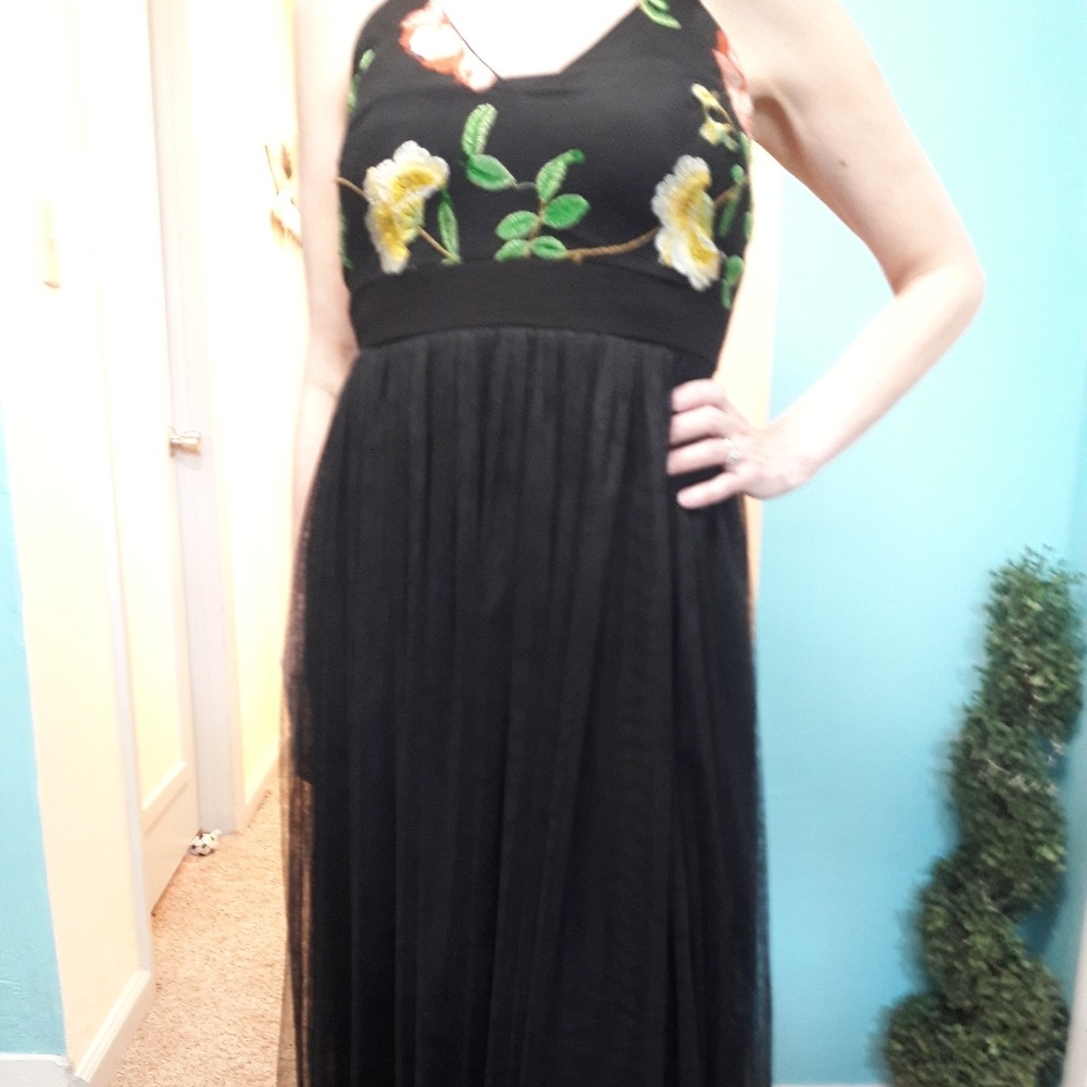 Beautiful embroidery tulle tea-length dress
